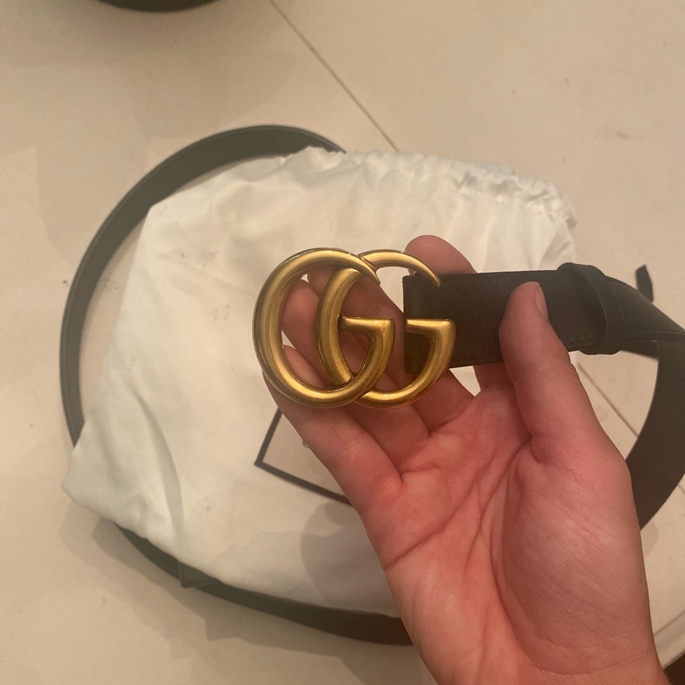 Authentic Gucci Leather Double G Marmont belt